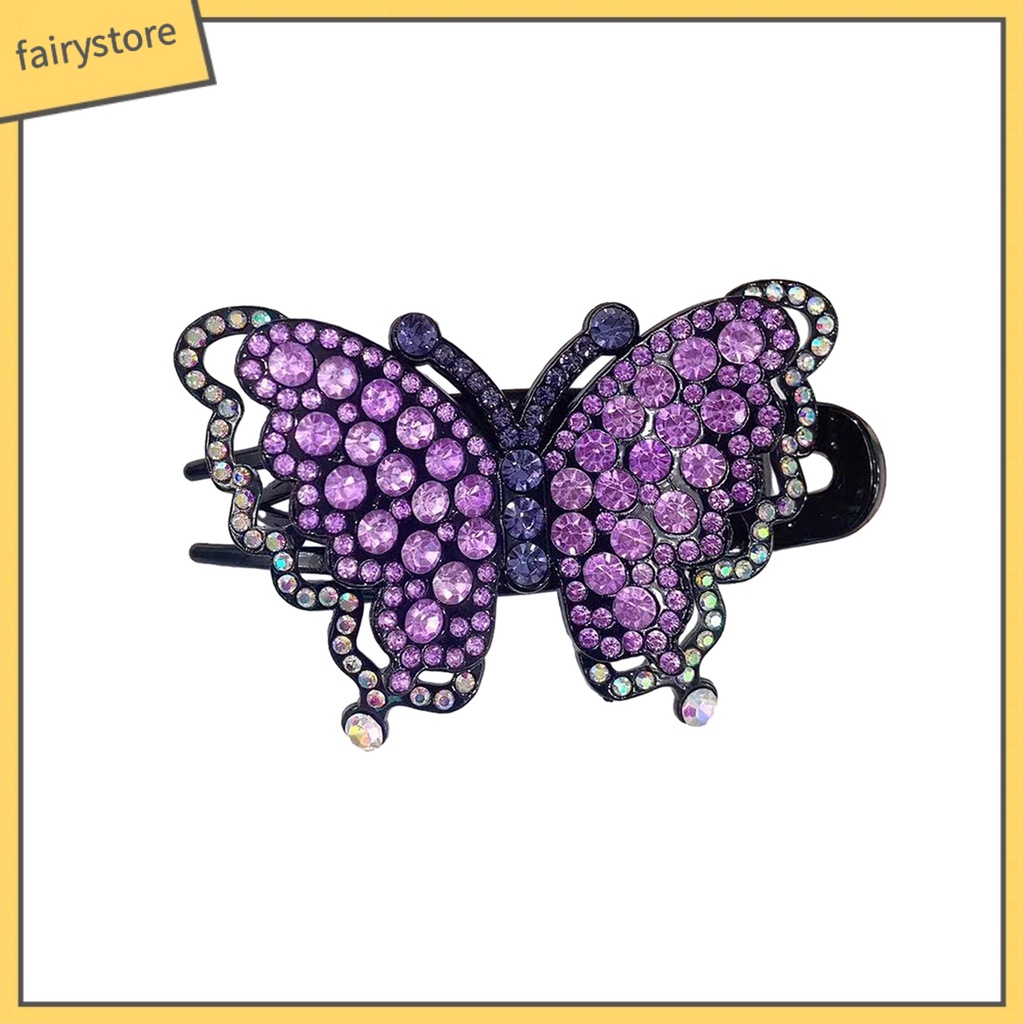 Kẹp Tóc Hình Bướm Đính Đá Nhiều Màu Chống Trượt Trọng Lượng Nhẹ