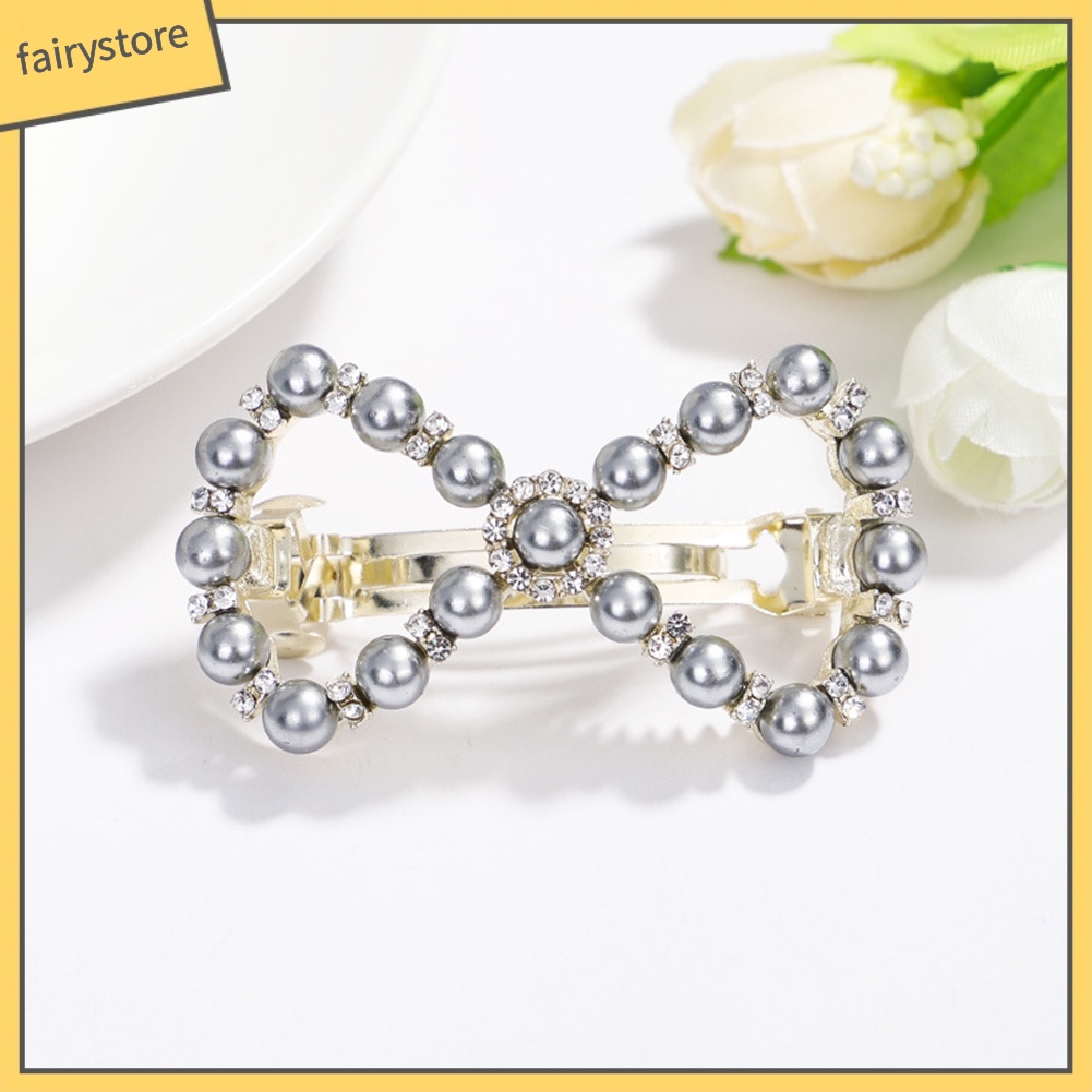 Kẹp Tóc Hình Nơ / Trái Tim Đính Ngọc Trai Giả Ngọt Ngào Cho Nữ