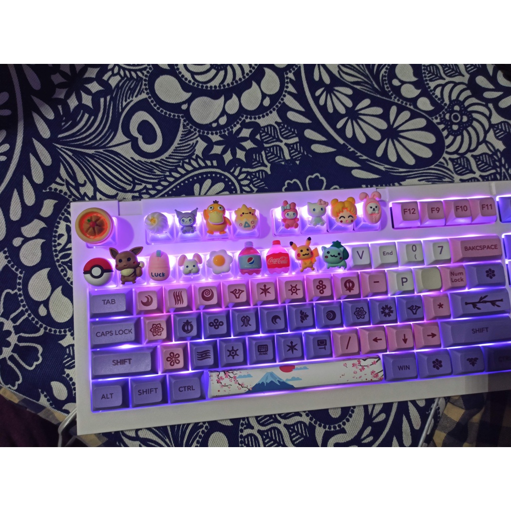 Nút Bàn Phím Trong Suốt Họa Tiết Pokemon Màu Hồng Dễ Thương