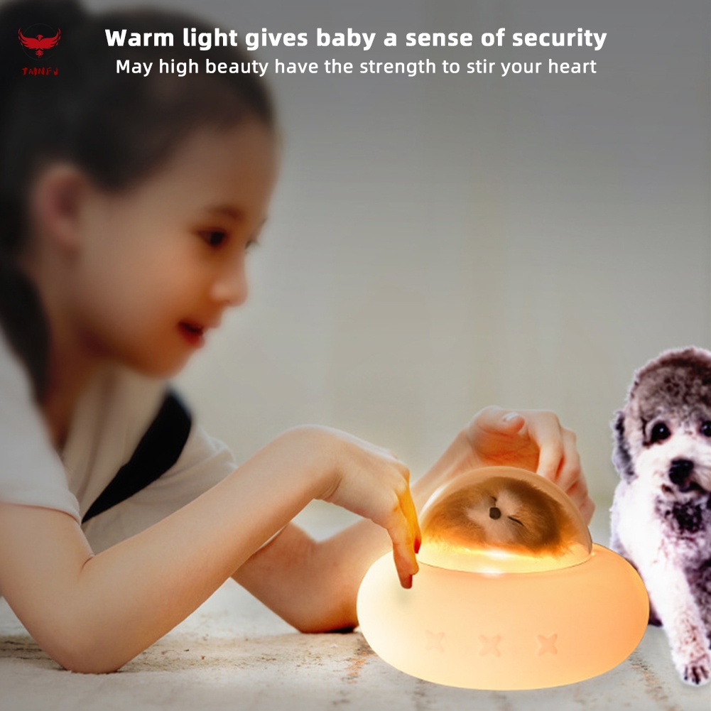 Đèn Ngủ Silicone Hình Chó Mèo Có Cổng Sạc USB Cho Phòng Ngủ