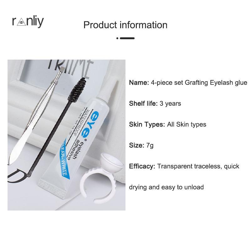 Ranliy💗Bộ Bốn Món Keo Dán Lông Mi Giả Kèm Khay Nhẫn Chuyên Dụng