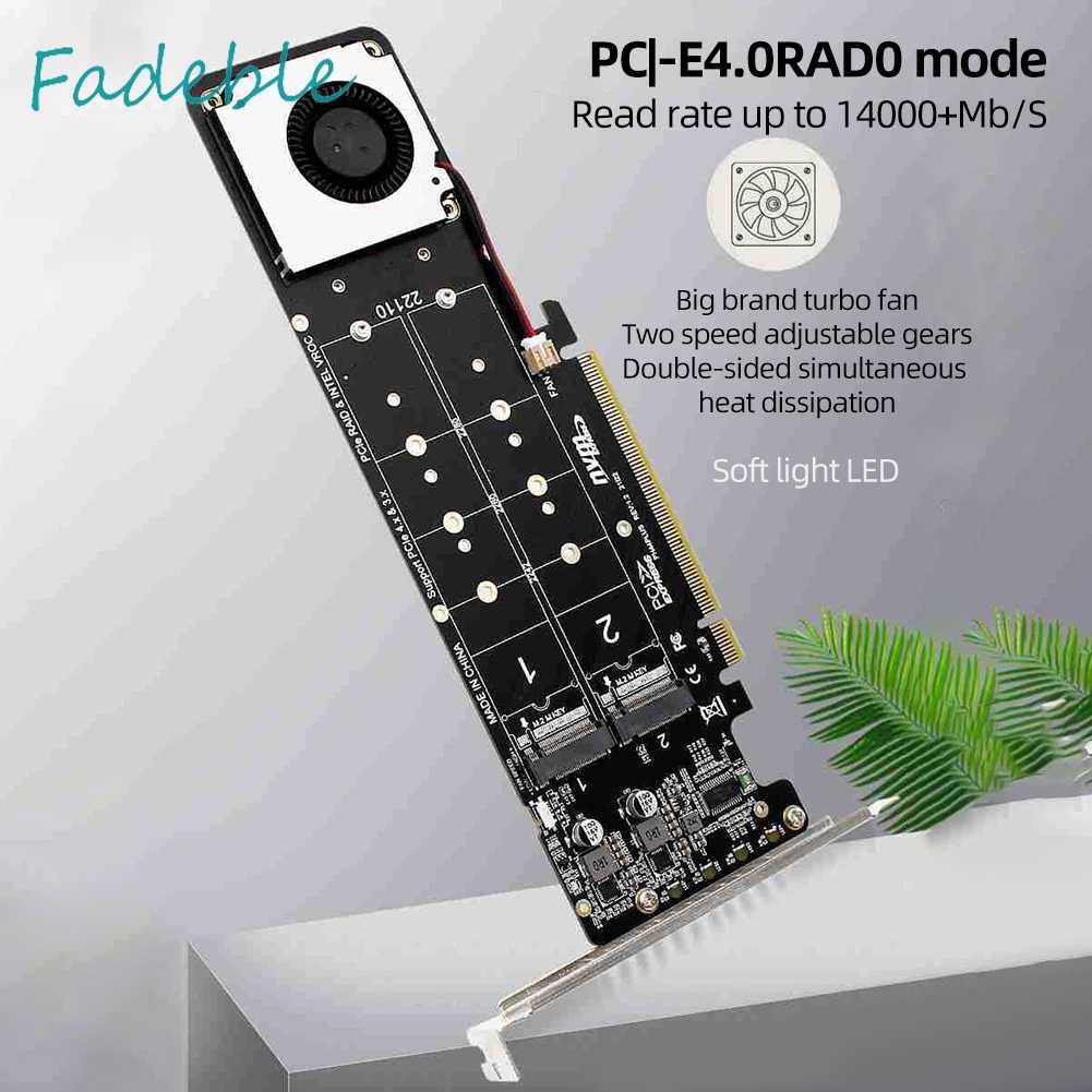 Card Chuyển Đổi 4Disk NVME Raid PCI-E4.0X16 Hai Mặt Cho 2230 / 2242 / 2260 / 2280mm