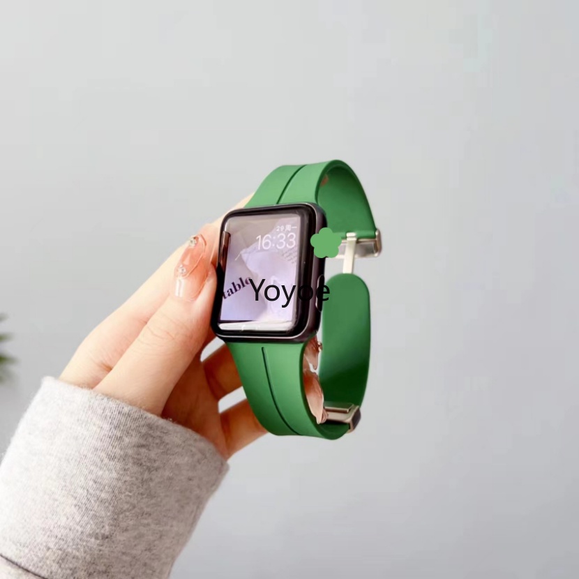 Dây Đeo Silicone Khóa Nam Châm Cho iwatch Series 7 8 SE 6 5 4 3 2 1 44mm 40mm 45mm 41mm 42mm Correa 49mm Ultra 38mm