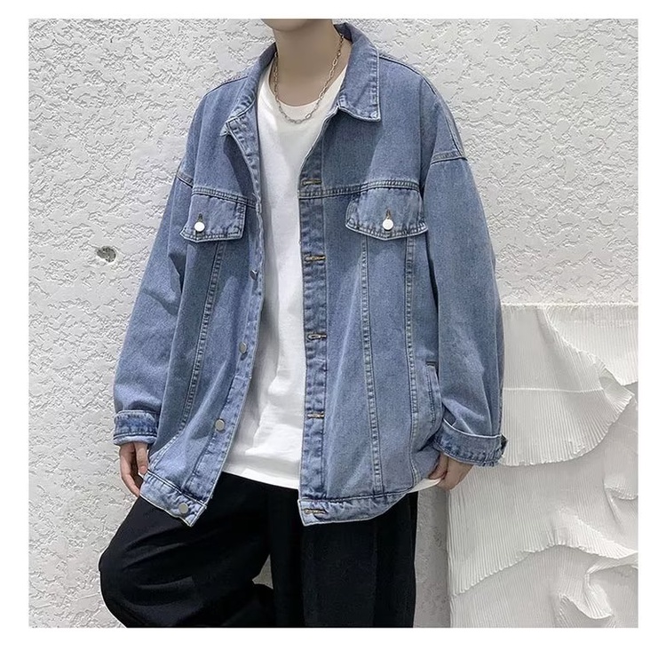 Áo Khoác Denim Dáng Rộng Phong Cách Retro Mỹ Thời Trang Xuân Hè Cho Nam Giới
