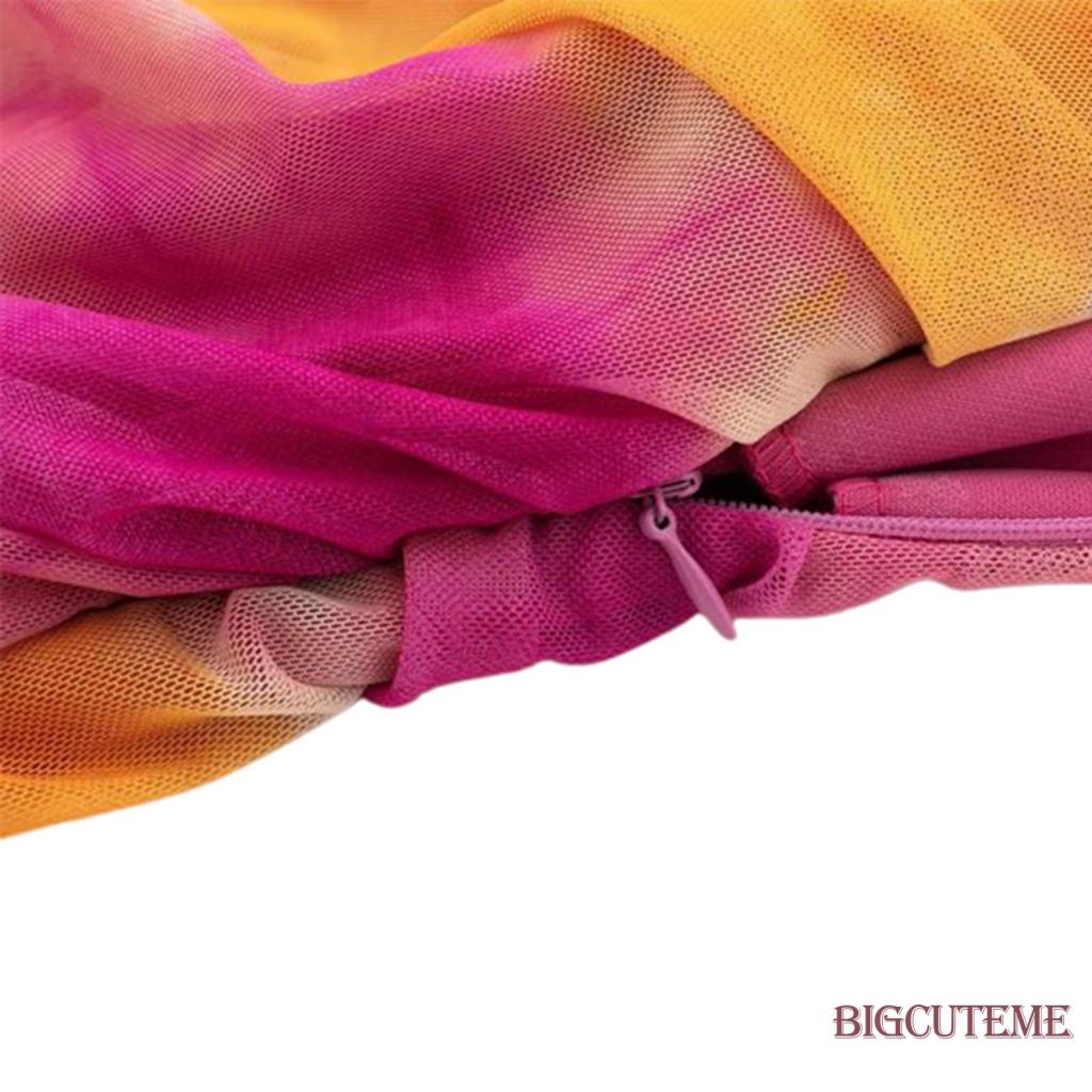 [] Đầm Ống Ôm Dáng Không Dây Dạng Lưới In Họa Tiết Có Khóa Kéo Thời Trang Đi Biển Mùa Hè Cho Nữ