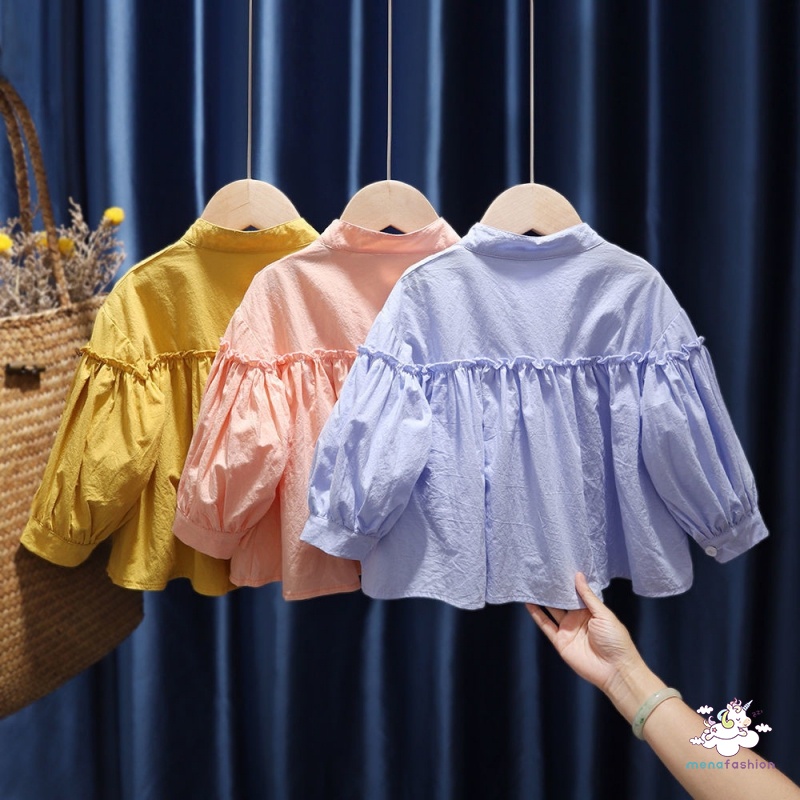 Áo Sơ Mi Xanh Dương Phong Cách Phương Tây Cho Bé Gái 2 Plus Size 130