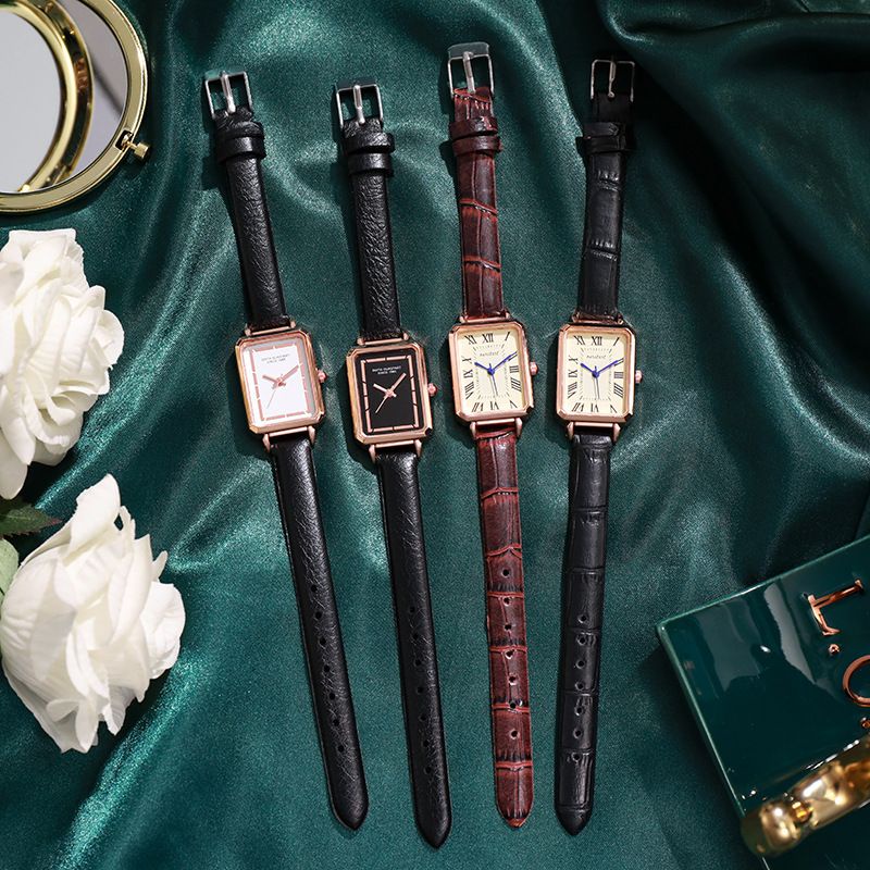 Đồng Hồ Quartz Mặt Vuông Dây Da Thời Trang Mới 2023