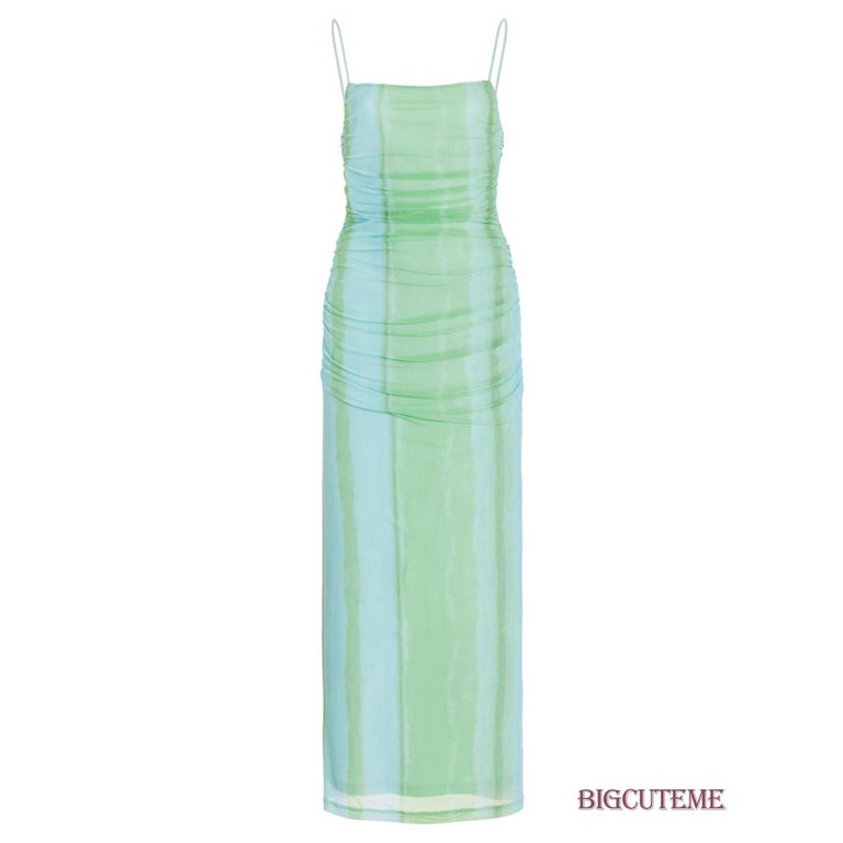Đầm Dài Hai Dây Màu Sắc Tương Phản Thời Trang Mùa Hè Dành Cho Nữ