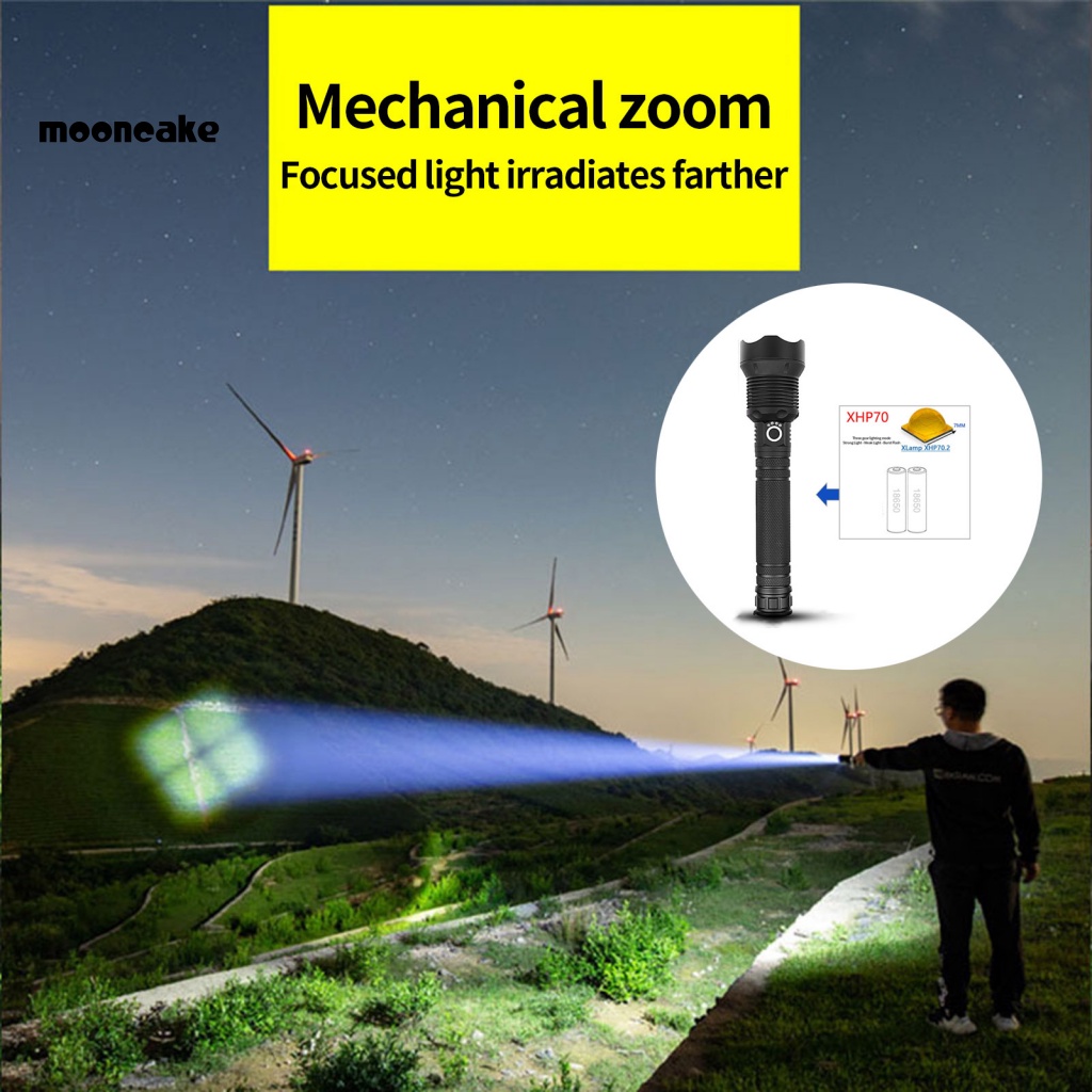 Đèn Pin LED 3 Bánh Răng Type-C Bằng Hợp Kim Nhôm Có Thể Sạc Lại Dùng Cho Cắm Trại Ngoài Trời