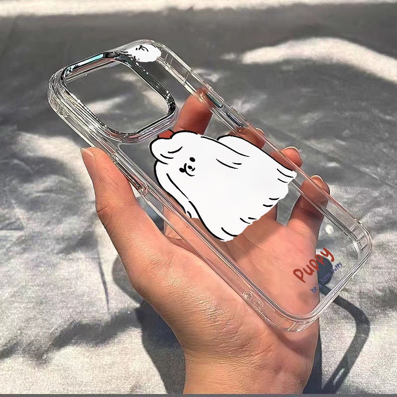 ✅Ốp Điện Thoại Mềm Chống Sốc Màu Trắng Hình Chú Chó Cho Apple Iphone 14Pro 8117 12 13max