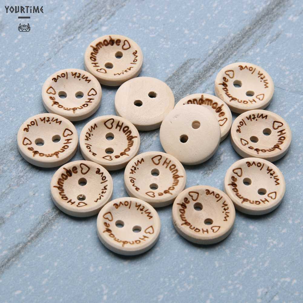 Set 100 Nút Gỗ Hình Trái Tim Nhiều Màu