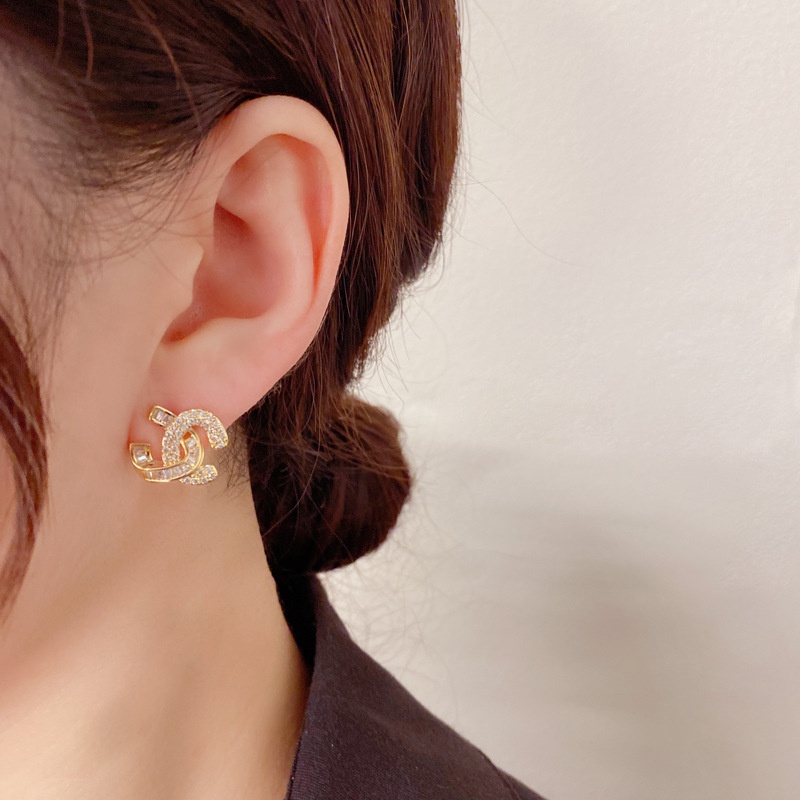 Bông Tai Bạc Hình Chữ Thập Đính Đá Zircon Sang Trọng