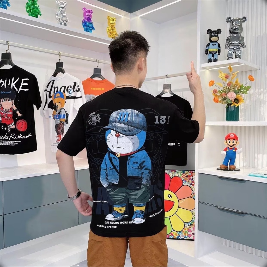 Áo Thun Cotton Tay Ngắn Cổ Tròn In Hình Anime Thời Trang Hàn Quốc Cho Nam