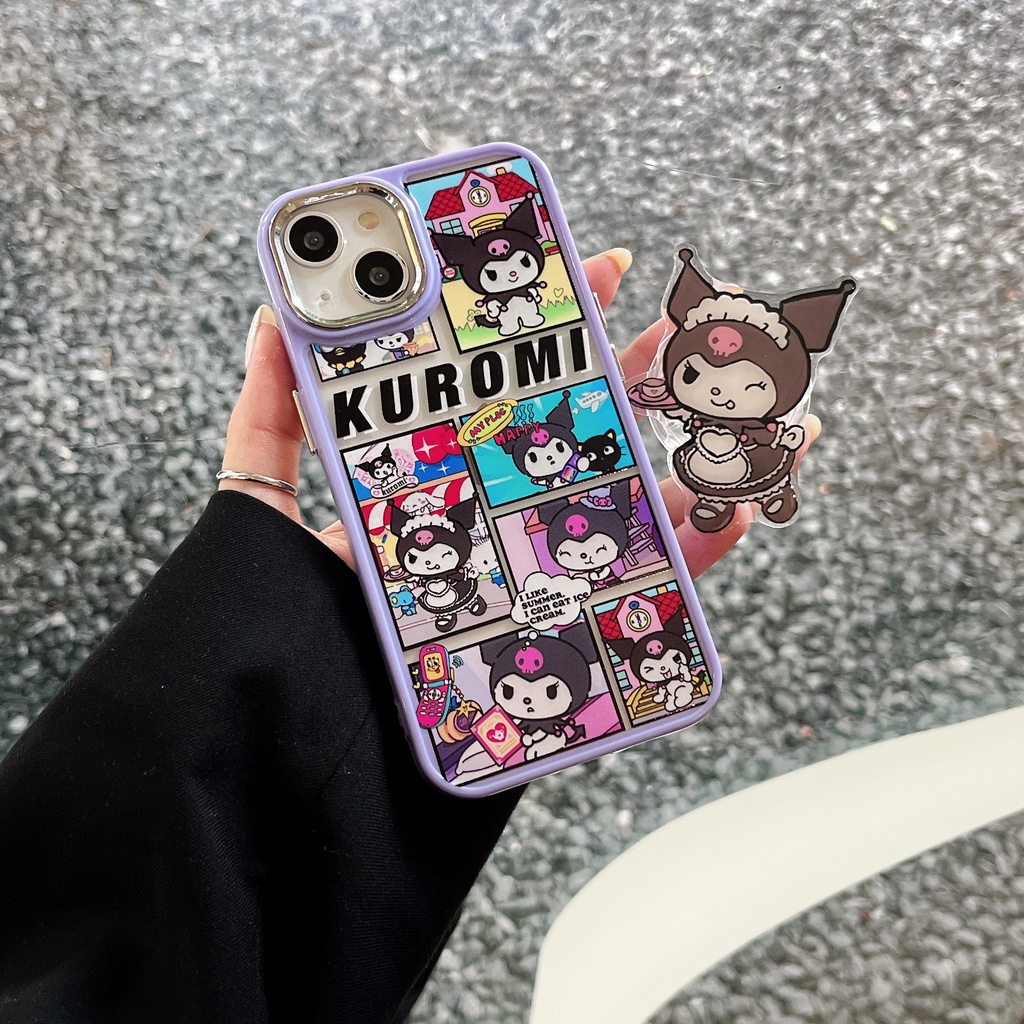 Ốp Điện Thoại TPU Mềm Trong Suốt Chống Rơi Họa Tiết Hoạt Hình Kuromi Cho iPhone 11 13 12 14 Pro Max Đứng
