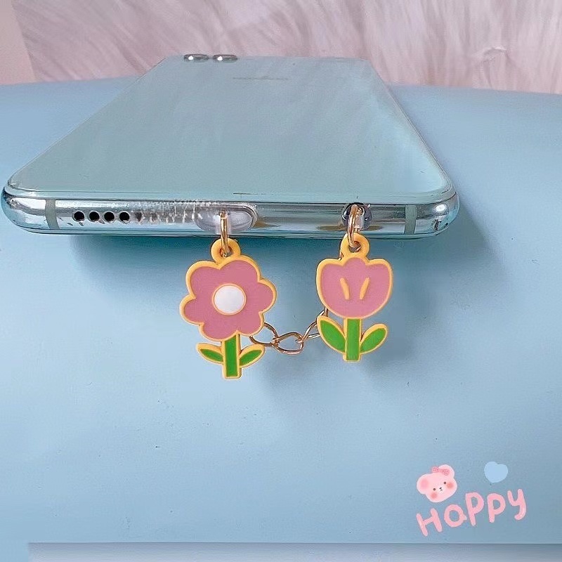 Nút Bịt Chống Bụi Cho Cổng Sạc Điện Thoại Di Động diy Hình Hoa Nhỏ Dễ Thương