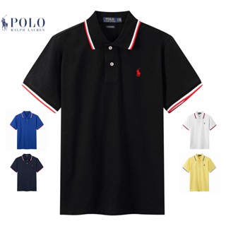 POLO Ralph Lauren Nam Áo Thun POLO Cotton Ngắn Tay Cổ Bẻ Hai Sọc Thêu Hình Ngựa Pony Chất Lượng Cao Cho Nam