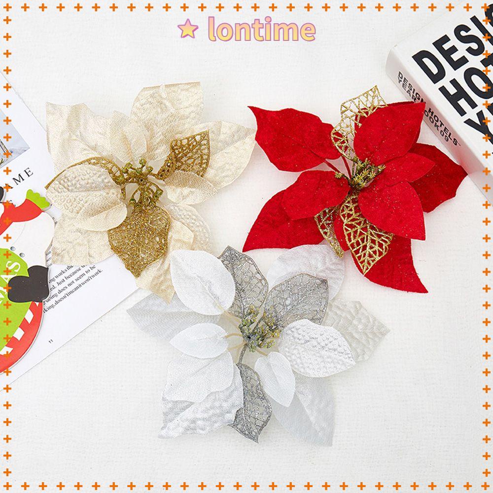 Bộ 5 Bông Hoa Giả Nhiều Màu Sắc Dùng Trang Trí Tiệc Giáng Sinh
