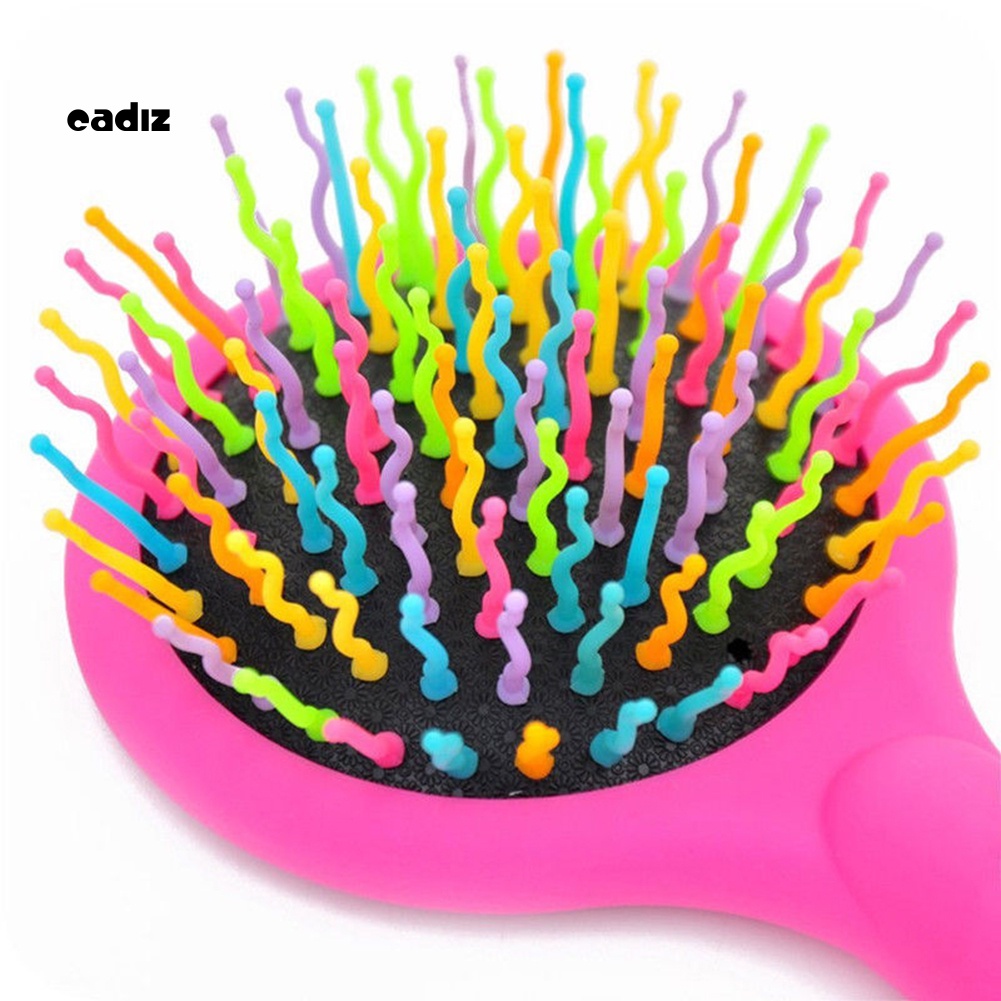 Lược Chải Tóc 2 Trong 1 Chống Tĩnh Điện Mát Xa Da Đầu Màu Sắc Cầu Vồng Xinh Xắn