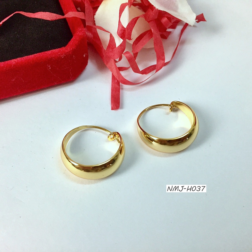 Khuyên Tai Tròn H057 Mạ Vàng Bản Lớn Bền màu Dùng Hàng Ngày