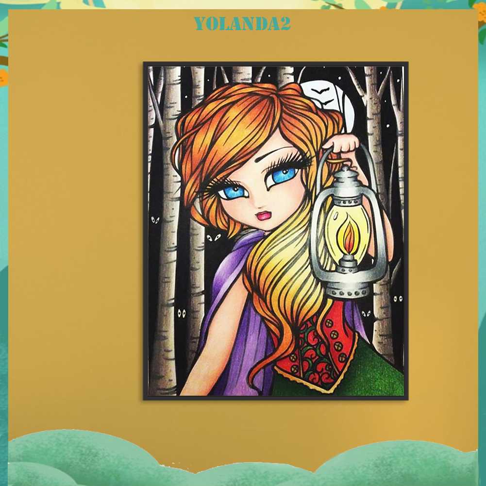 Bộ Tranh Đính Đá 5D Họa Tiết Hoạt Hình Cô Gái Độc Đáo DIY Dùng Trang Trí Nhà Cửa