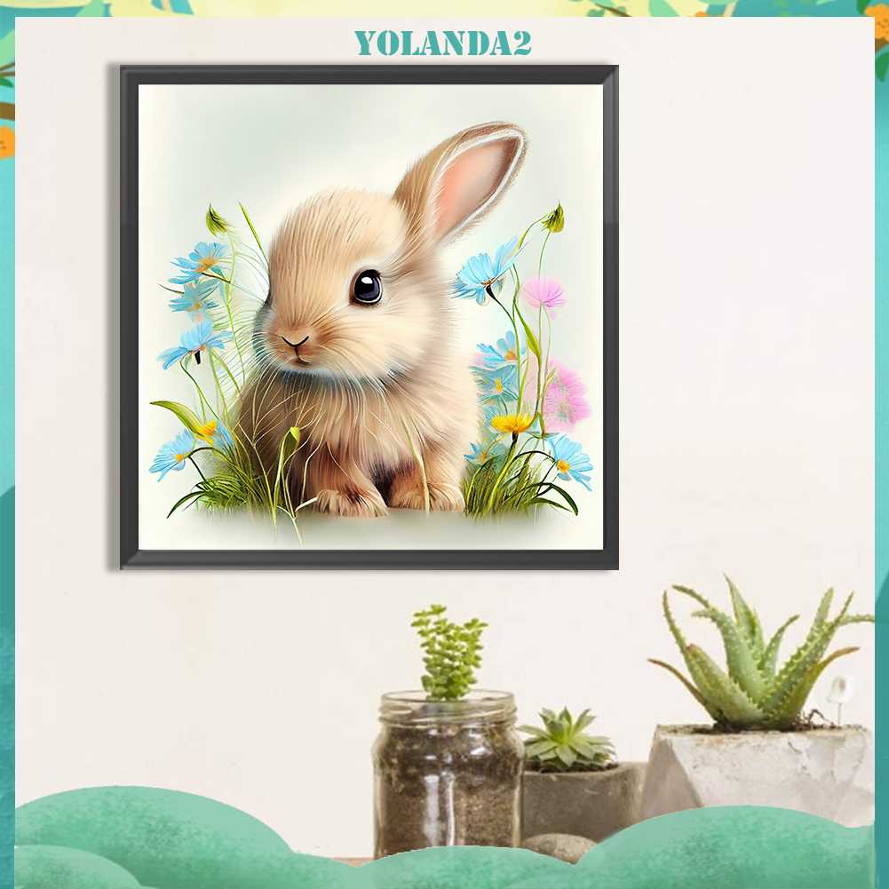 Tranh Đính Đá Kim Cương Toàn Bộ 5D DIY Hình Vẽ Thỏ Trang Trí Nhà Cửa