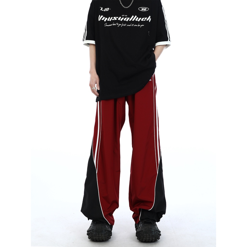 Maxdstr Quần Dài Ống Loe Thẳng Họa Tiết Kẻ Sọc Hai Bên Thiết Kế Retro Mỹ Cao Cấp