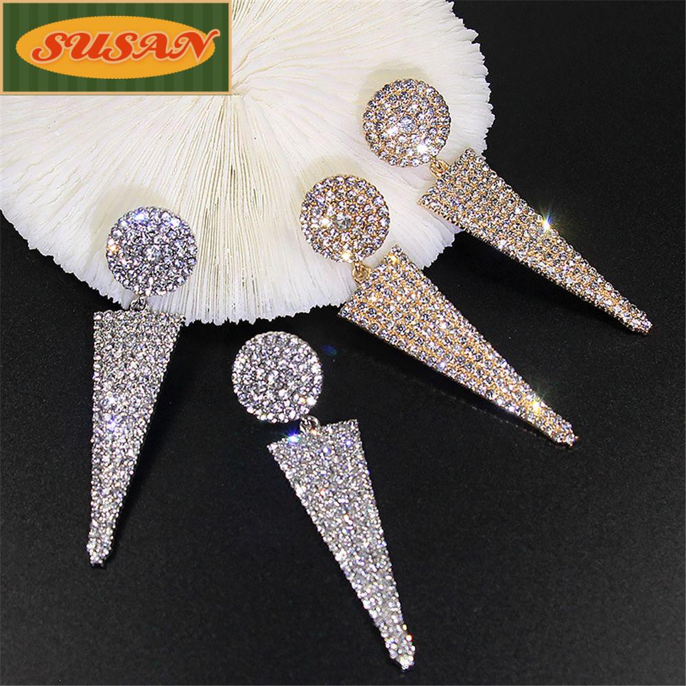 Bông Tai Dạng Dài Đính Đá Lấp Lánh Cho Nữ