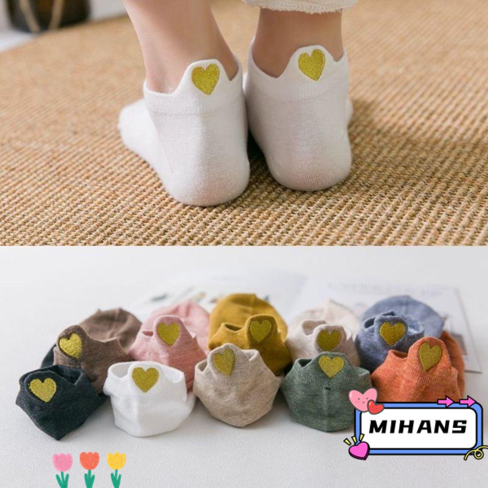MIH Set 4 Đôi Vớ Cổ Ngắn In Hình Trái Tim Vui Nhộn Thời Trang