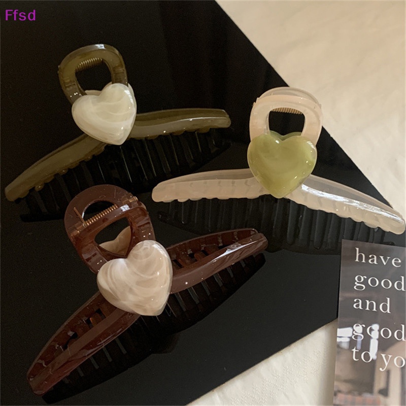 Kẹp Tóc Hình Trái Tim Màu Thạch Phong Cách Vintage Hàn Quốc Dễ Thương Cho Nữ