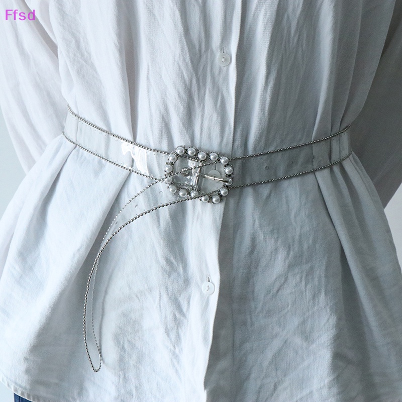 Thắt Lưng Khóa Vuông / Tròn / Trái Tim Đính Đá Trong Suốt Đơn Giản Thời Trang Bán Chạy {Ffsd}