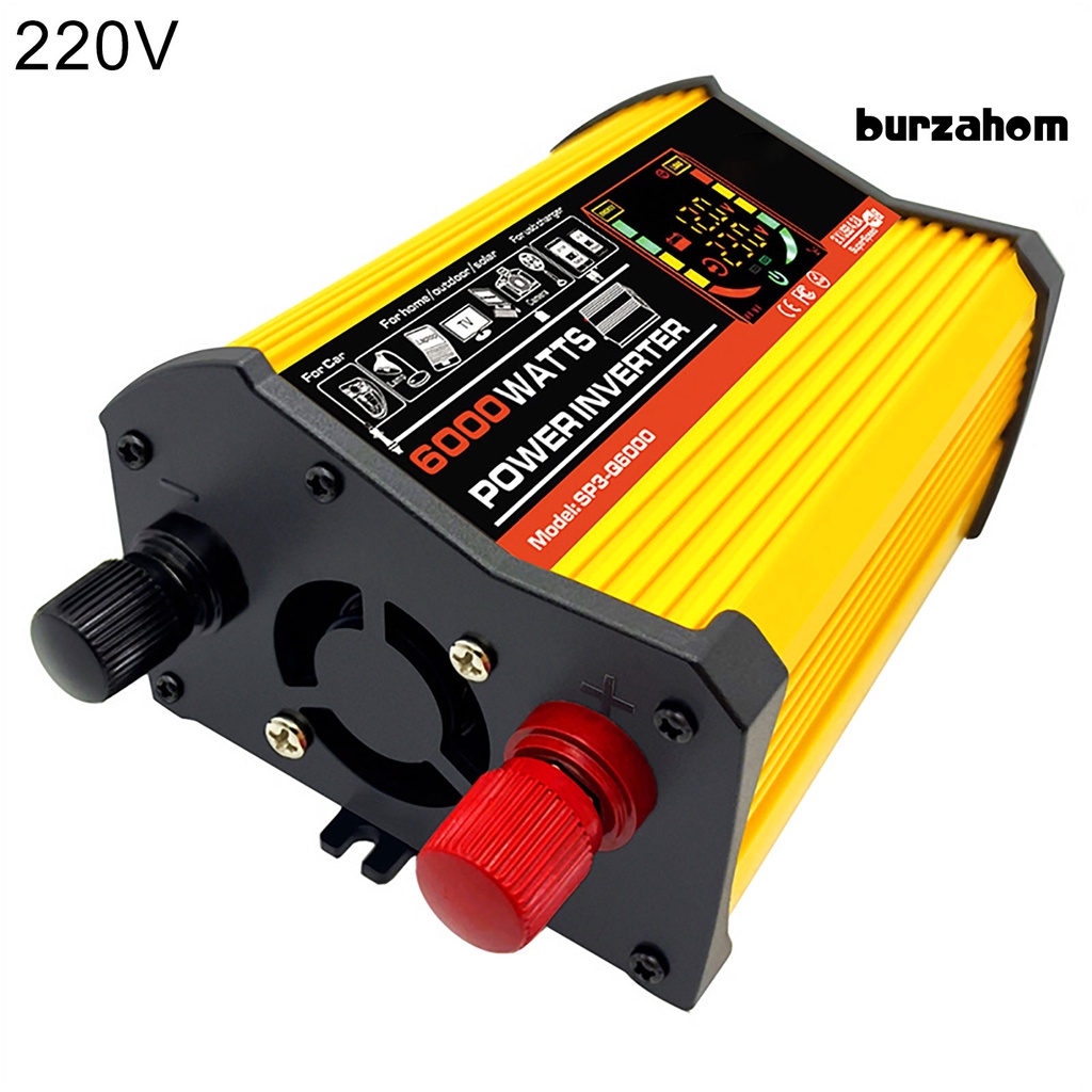 Thiết Bị Chuyển Đổi Nguồn Điện 6000W DC12V Sang AC220V / 110V Với Màn Hình LCD Thông Minh Cho Xe Hơi