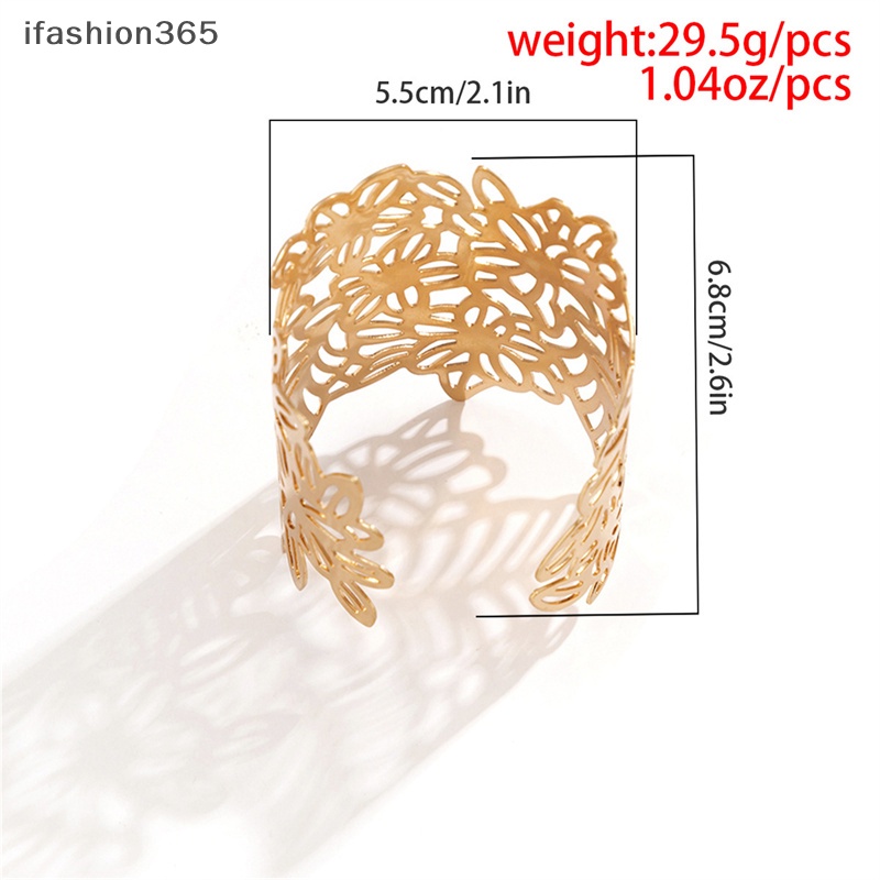 Vòng Đeo Tay Kim Loại Dạng Hở Hình Hoa Lá Thời Trang Cho Nữ ifashion365