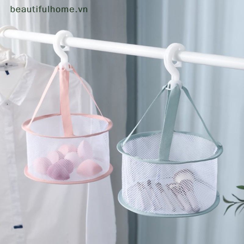Giỏ Lưới Phơi Khô Cọ Trang Điểm Có Móc Treo Tiện Dụng
