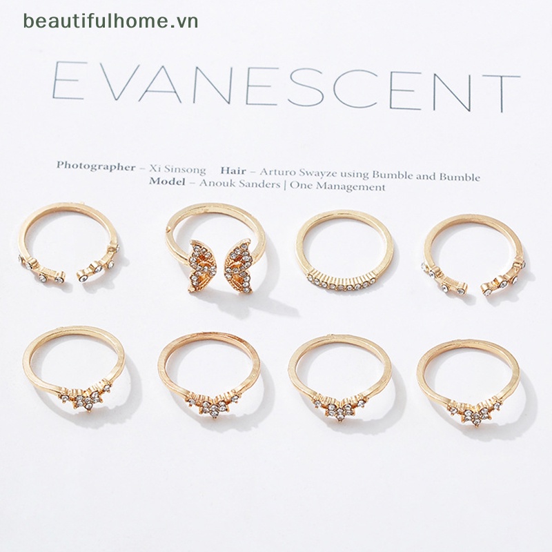 Set 8 Nhẫn Đeo Khớp Ngón Tay Phong Cách Bohemian Thời Trang Cho Nữ
