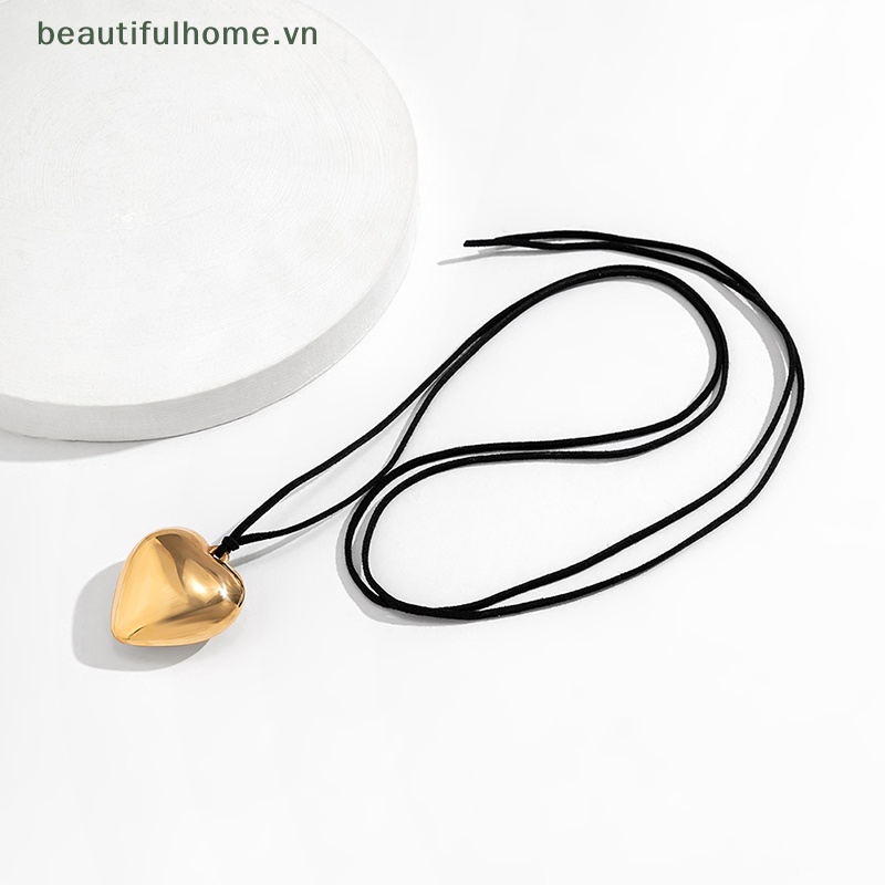 [beautifulhome] Vòng Cổ Choker Nhung Đen Thắt Nút Hình Trái Tim Lớn Thanh Lịch Có Thể Điều Chỉnh Cho Nữ [beauty]