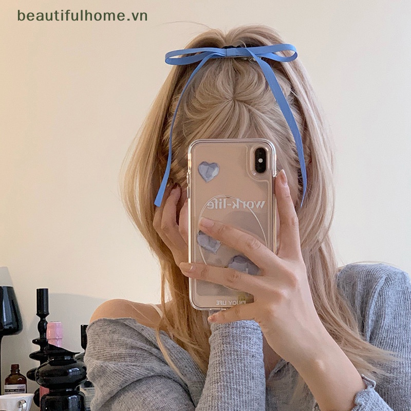 1 Cặp Kẹp Tóc Hình Nơ Dài Cỡ Lớn Phong Cách Vintage Cho Nữ