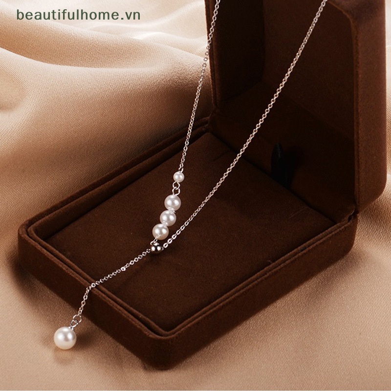 [beautifulhome] Vòng Cổ Ngọc Trai Tua Rua Đơn Giản Nhẹ Nhàng Có Thể Điều Chỉnh Làm Quà Tặng Trang Sức Dự Tiệc Cho Nữ