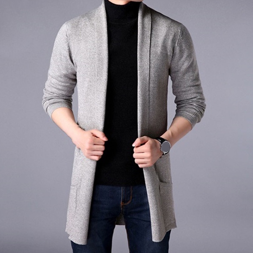 Áo Khoác Cardigan Dệt Kim Màu Sắc Tinh Khiết Chống Nhăn Thời Trang Thu Đông Cho Nam Giới