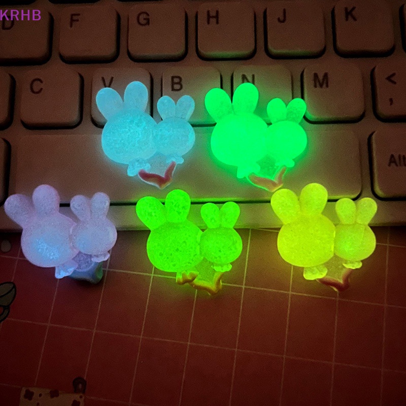 Set 10 Mô Hình Thỏ Dạ Quang Mini Trang Trí Tiểu Cảnh Mới