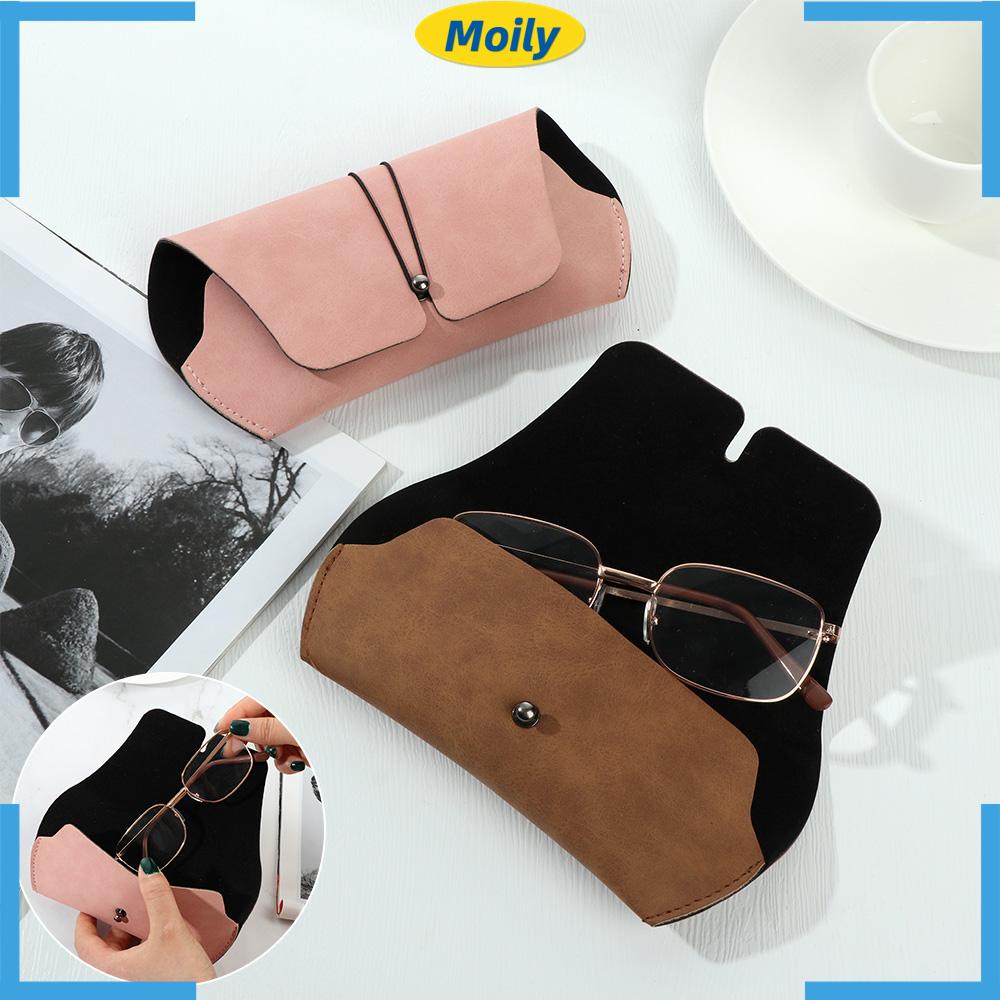 Hộp Đựng Mắt Kính Bằng Da Nhám Có Khóa Cài Gấp Gọn Tiện Dụng ​Giá Đỡ Điện Thoại Tiện Lợi