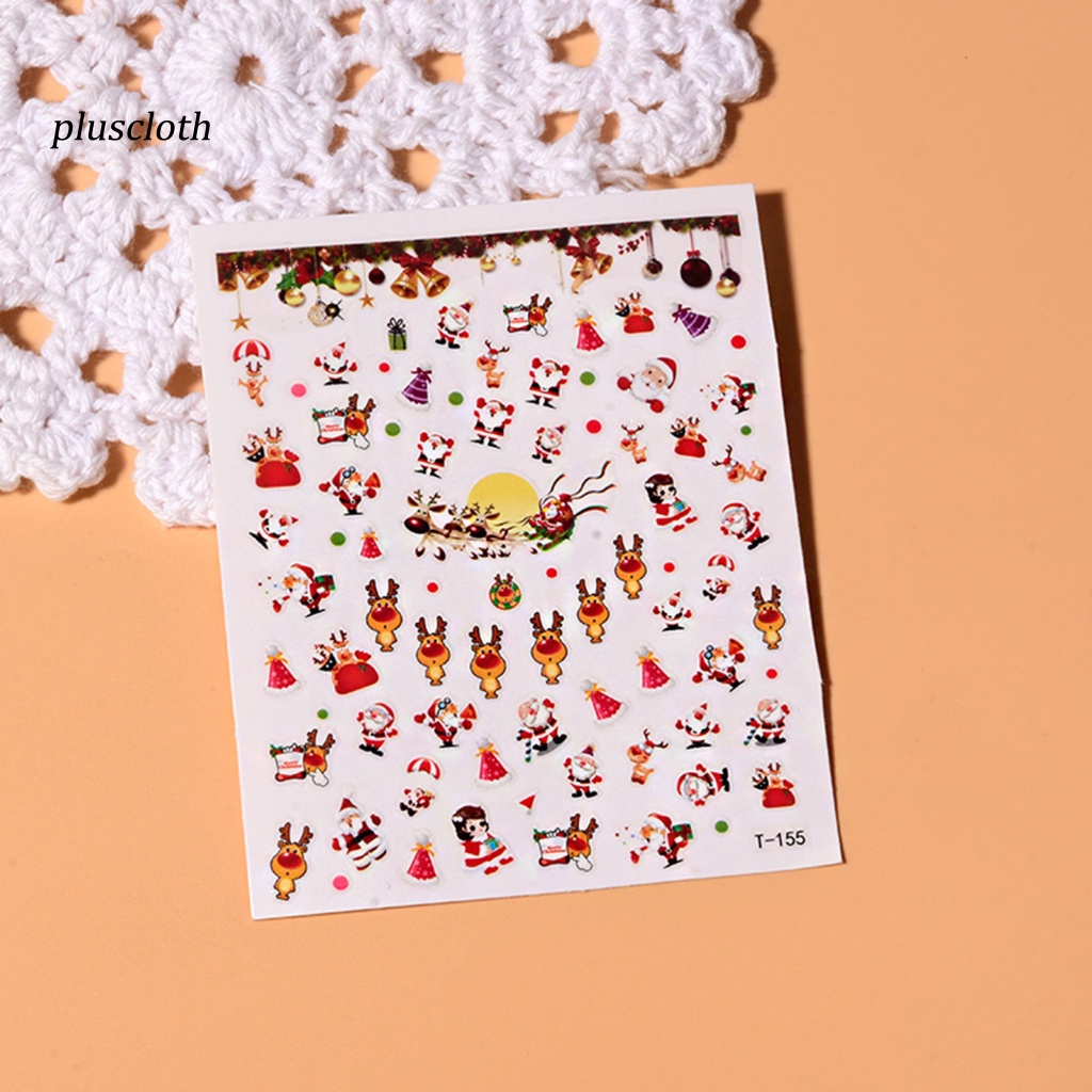 Bộ 2 Miếng Dán Trang Trí Móng Tay Bằng PVC Siêu Mỏng Chống Nước In Họa Tiết Hoạt Hình Giáng Sinh