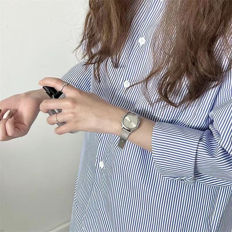 Đồng Hồ Đeo Tay Mặt Vuông Dây Kim Loại Đơn Giản Thời Trang Cho Nữ