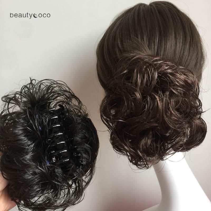 Beautycoco🍊Búi Tóc Giả Xoăn Co Giãn Màu Đen / Nâu Dành Cho Nữ