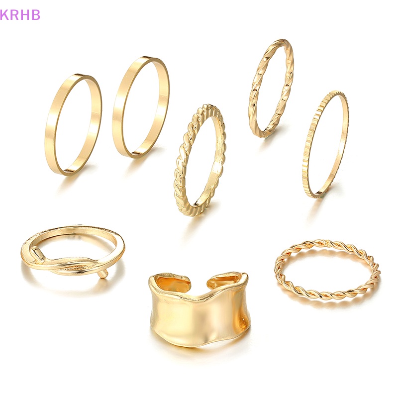 Set 8 Nhẫn Kim Loại Đeo Khớp Ngón Tay Phong Cách Vintage Cho Nữ Mới