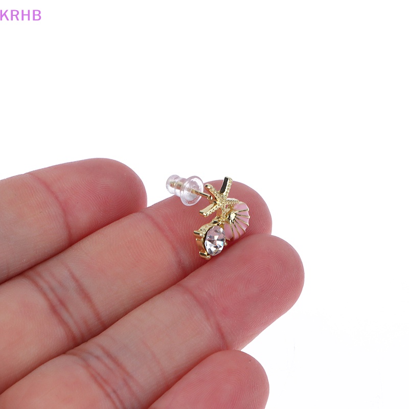 1 Đôi Khuyên Tai Nữ Hình Sao Biển Đính Ngọc Trai Xinh Xắn Mới