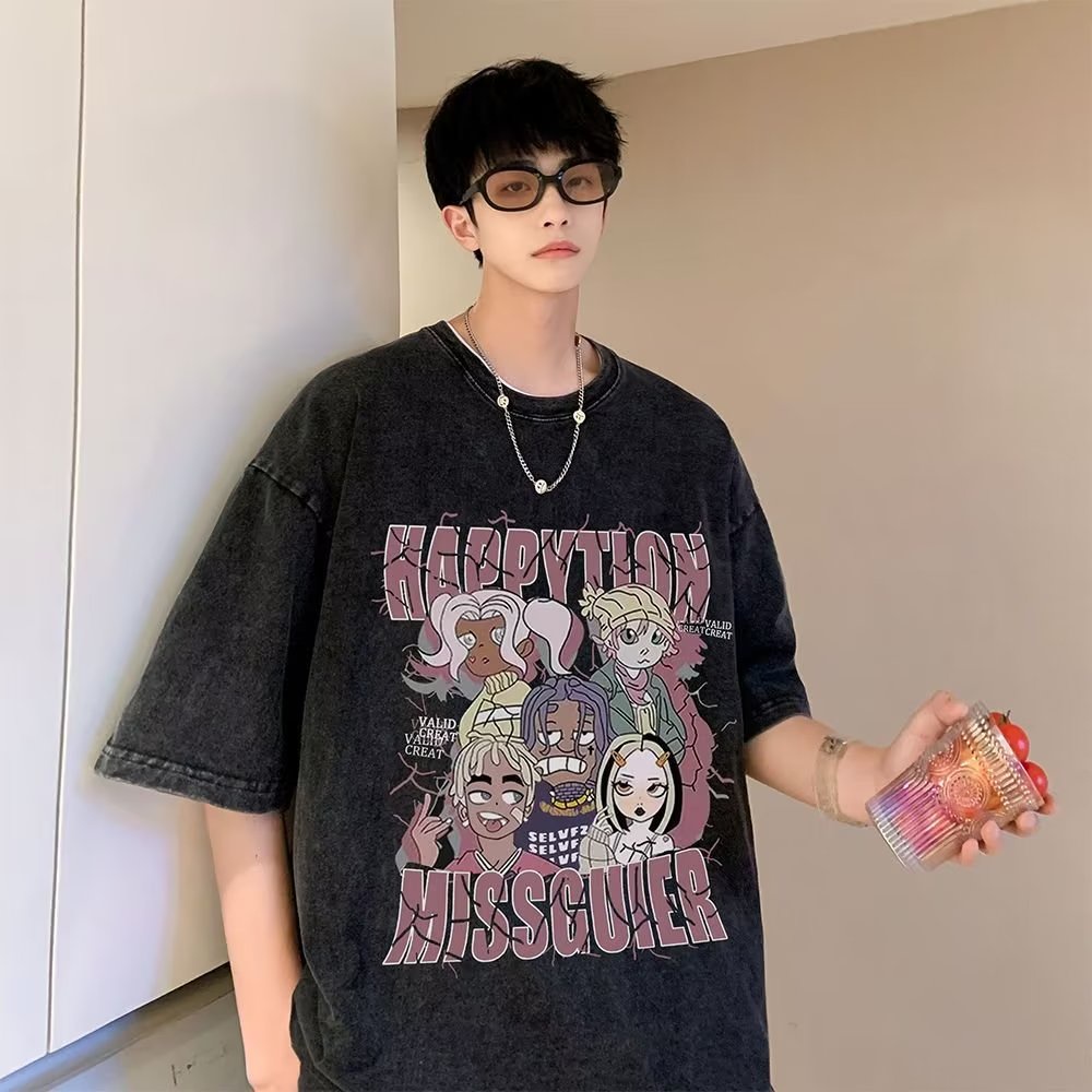 Áo Thun Tay Ngắn Dáng Rộng Phong Cách Đường Phố Mỹ Thời Trang Mùa Hè Cho Nam Giới 5