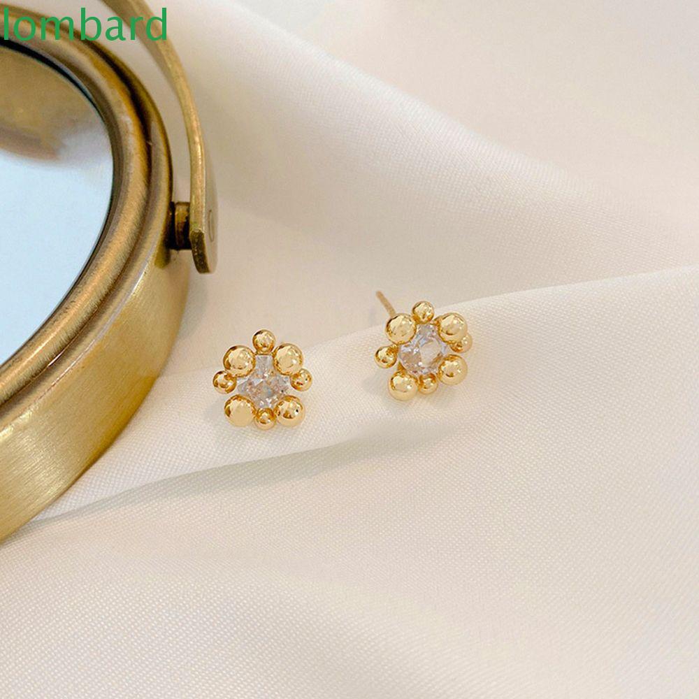 Khuyên Tai Bóng Tròn Đính Hoa Lấp Lánh Thời Trang Hàn Quốc Cho Nữ