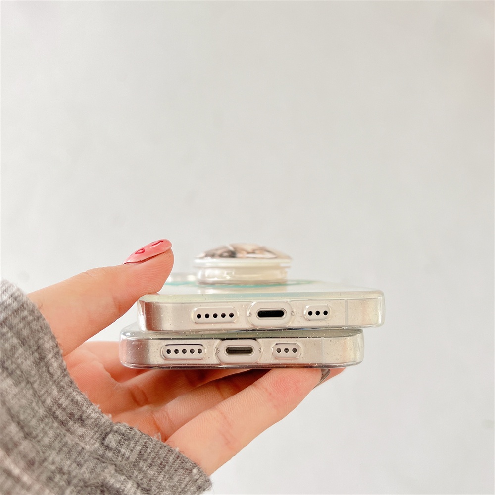 Ốp Điện Thoại TPU Dẻo Trong Suốt Họa Tiết Chú Mèo Dễ Thương Chống Sốc Kèm Giá Đỡ Cho iPhone 11 13 12 14 Pro Max