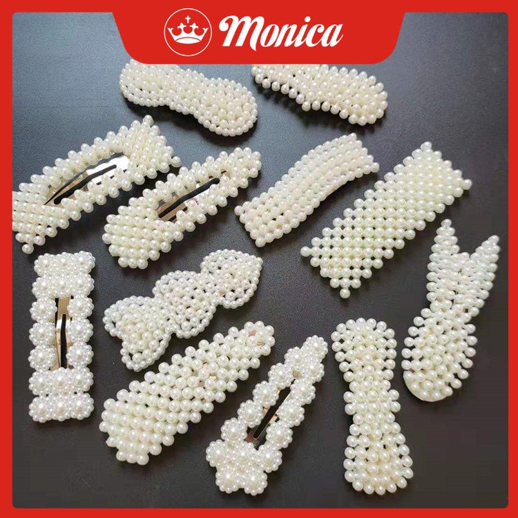 Cặp tóc bẻ tách ngọc trai nhiều hình phong cách Hàn Quốc kẹp mái xinh xắn hot tiktok  - MONICA