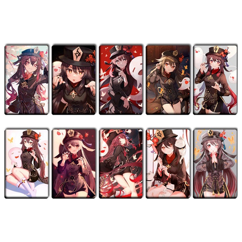 Set 10 Miếng Dán Thẻ Tín Dụng Ngân Hàng Chống Nước In Hình Anime Genshin Va Chạm